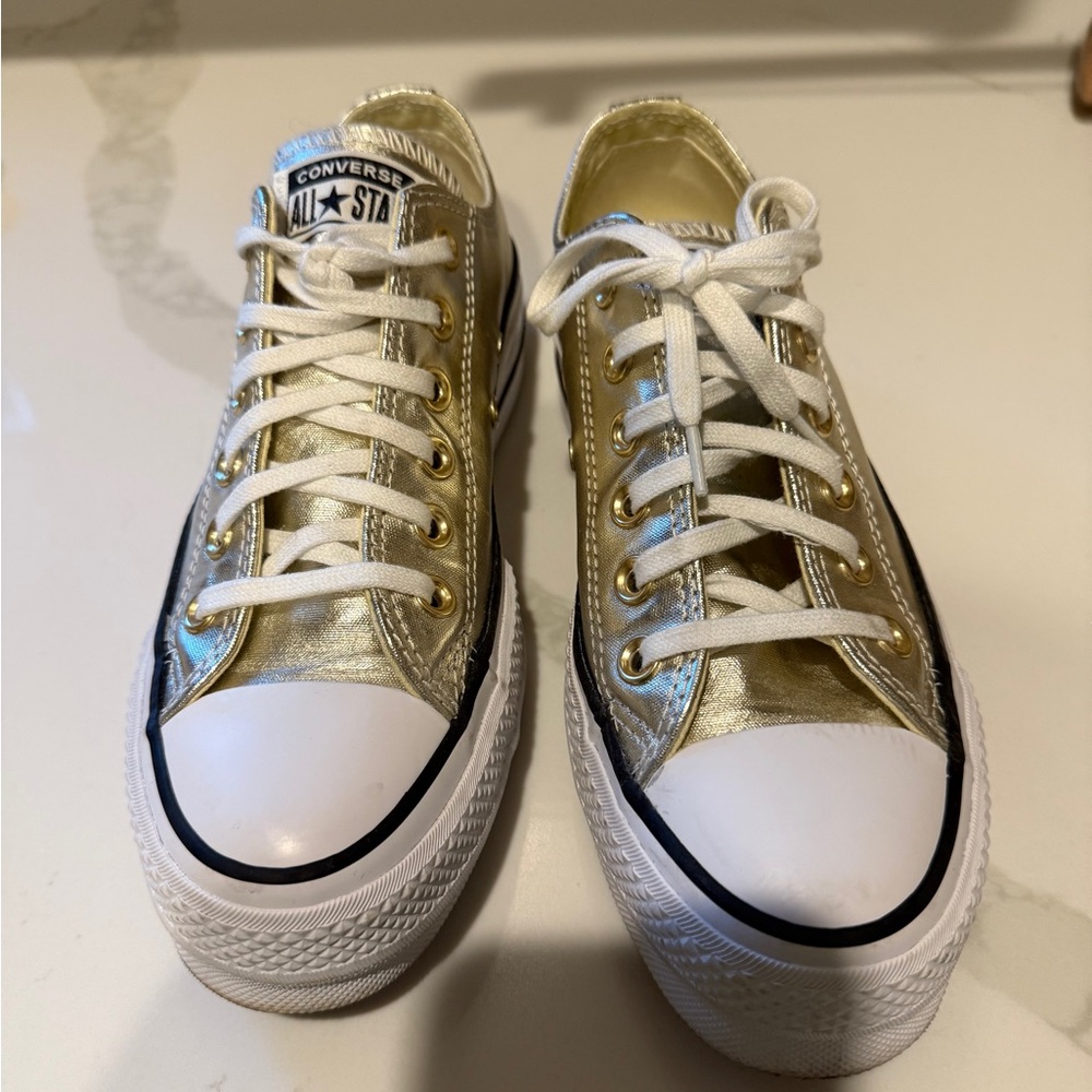Converse Metallic Gold and White Sneakers